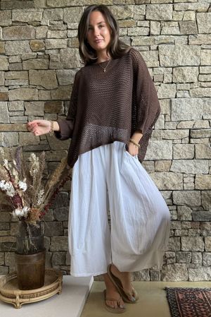 Conrad Grunge Loose Cotton Knit Coffee Bean
